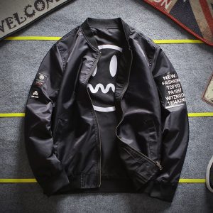 New Smiley Lightweight Varsity Casual Jacket - Black