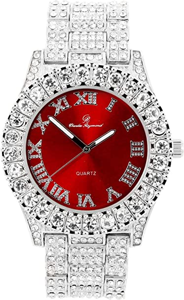 Silver Iced Out Wrist Watch And Butterfly Cuban Link - Image 2