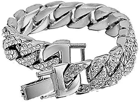 Silver Iced Out Wrist Watch And Butterfly Cuban Link - Image 4