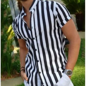 Striped Black and white Vintage Beach shirt