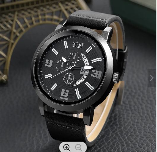 Casual Analog Polished Black leather Formal watch - Image 2