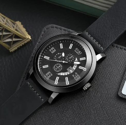 Casual Analog Polished Black leather Formal watch - Image 4